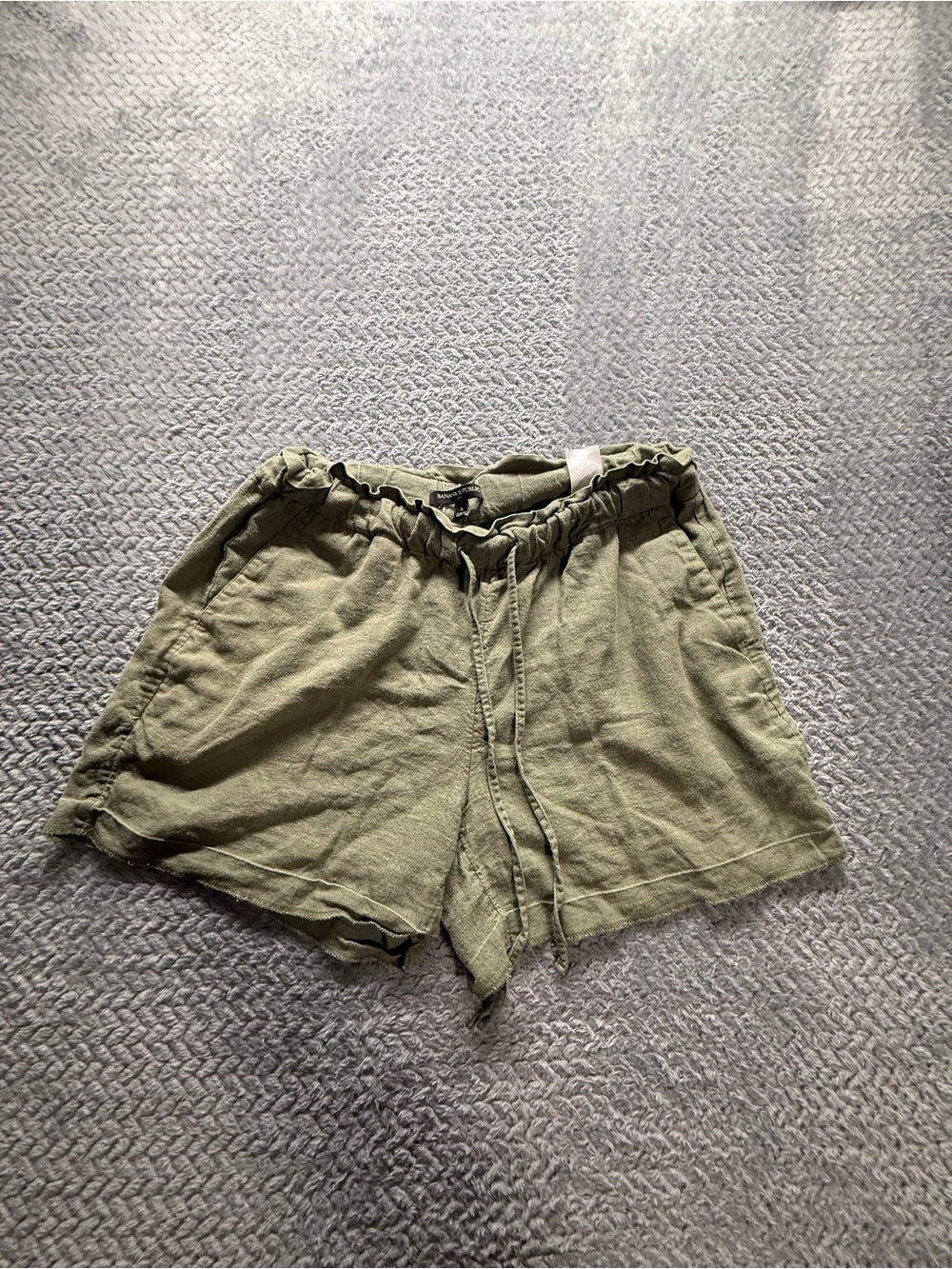Banana Republic Olive Drawstring Linen Shorts